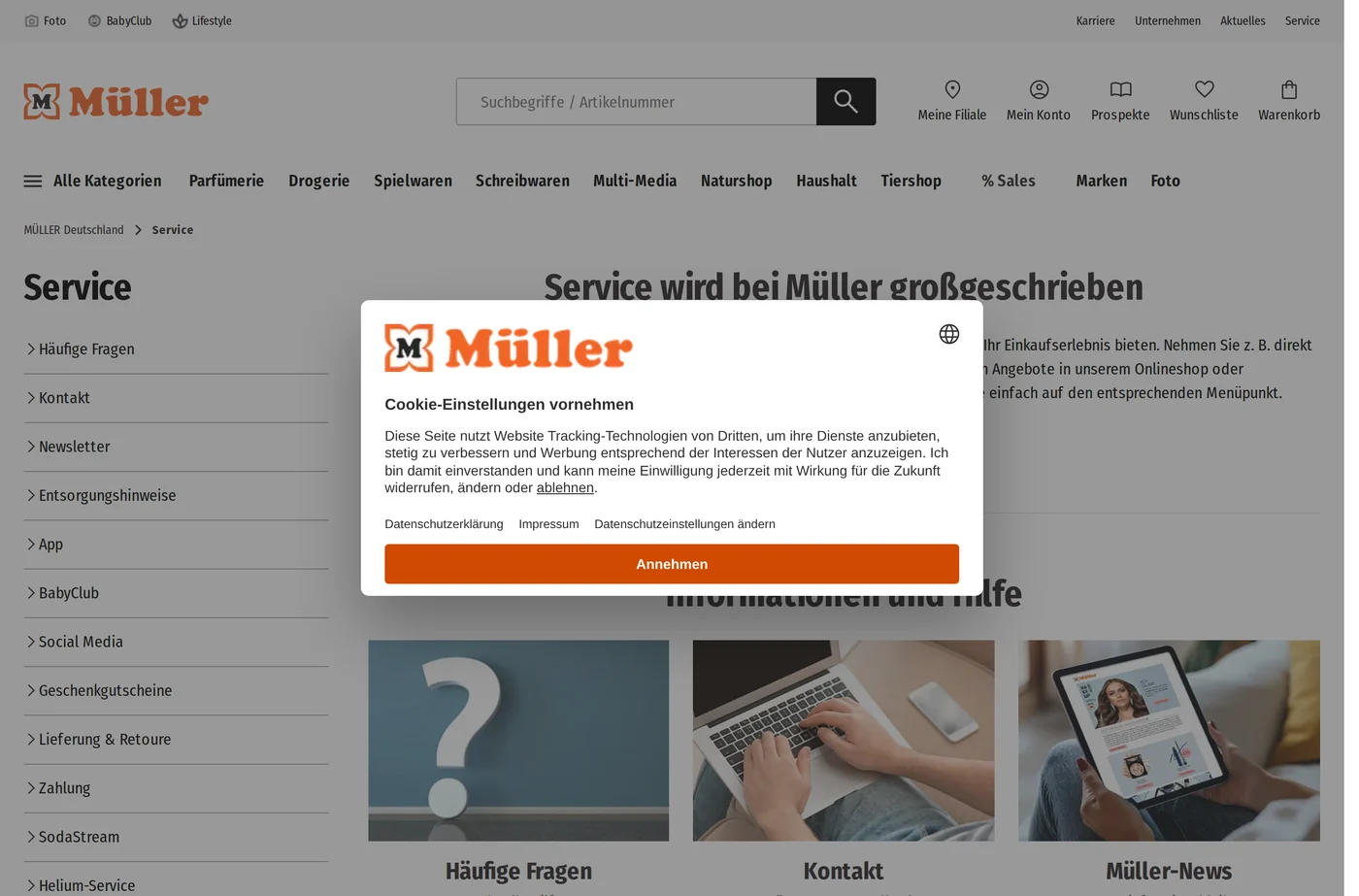 Müller Online-Shop Service Screenshot