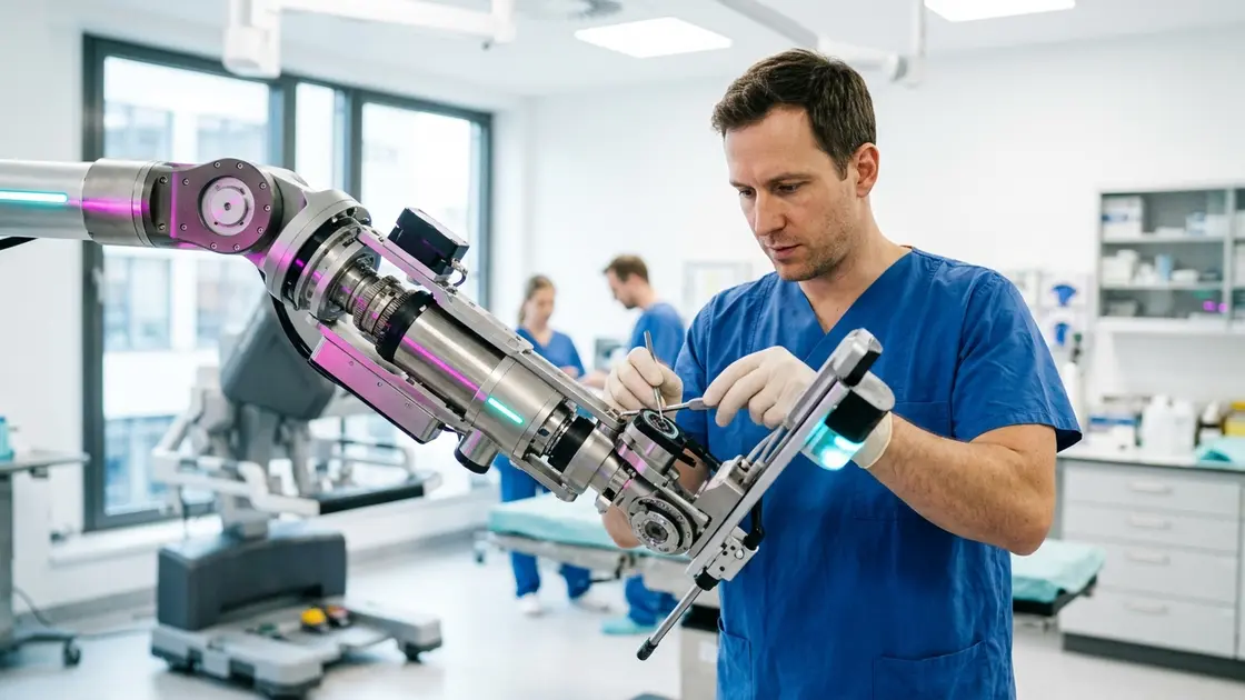 Chirurgischer Assistenzroboter als Beispiel für Maschinenrichtlinie und KI-Sicherheit bei Medizin-KI