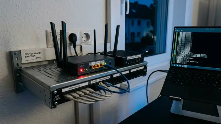 OpenWrt, Router-Linux, Netzwerksicherheit – Router mit freier Firmware im Homelab-Setup als Symbol fuer OpenWrt Router-Linux Netzwerksicherheit