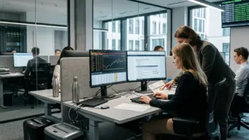 Quantencomputer ETF, Deep-Tech Investing, Halbleiter-Fonds – Anleger prueft Quantencomputer ETF Kennzahlen auf Tablet vor Kursanzeige