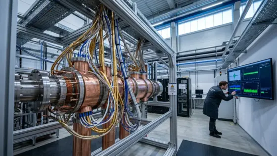 Quantenökosystem, München, Jülich – Quantenökosystem Deutschland: Kryostat-Cluster in einem Forschungslabor als Symbol für München und Jülich