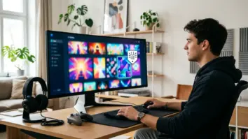 Steam KI-Label, Spieleplattform Transparenz, KI-Inhalte in Games – Gamer wählt Spiel mit KI-Hinweis auf einer Spieleplattform