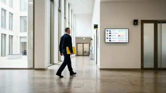 KI in, biometrische Bildanalyse, StPO-Reform – Aktenordner in einem Gerichtsflur symbolisiert die neue StPO-Reform zur KI in Strafverfolgung