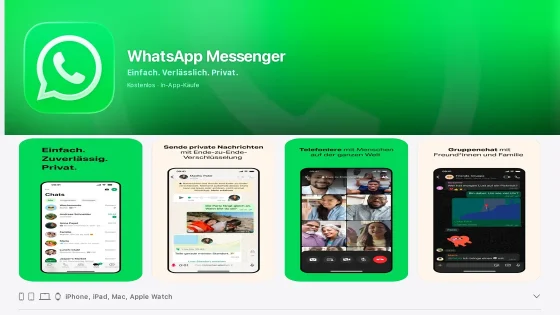 WhatsApp Messenger im App Store mit ausgewiesener iPad-Kompatibilität