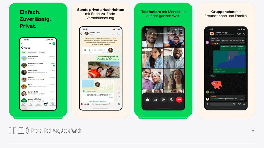 Offizielle WhatsApp-App-Vorschauen für iPhone und iPad