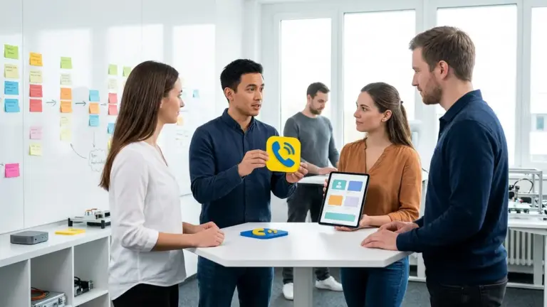 WhatsApp, Browser, Meetings – Person führt WhatsApp Web Anrufe an einem geteilten Computer im Browser
