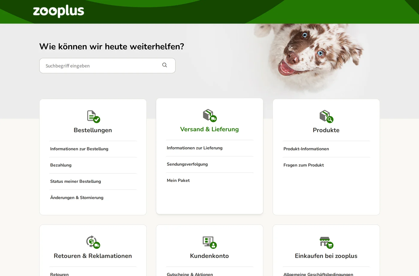 Zooplus Online-Shop Service Screenshot