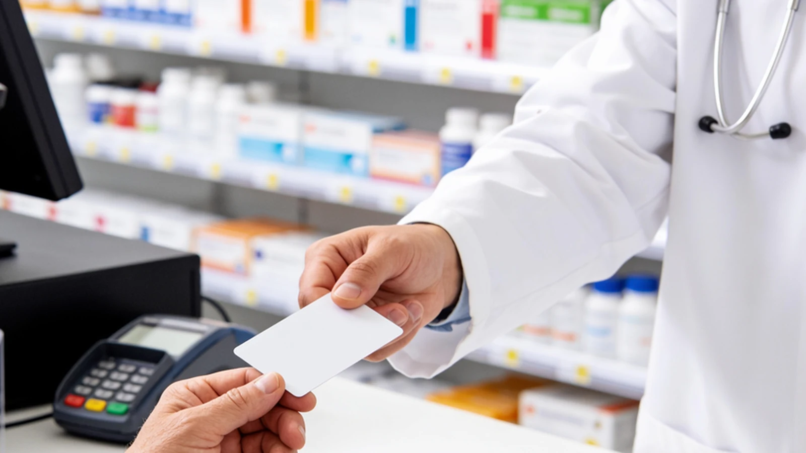 Apothekenpaket am Checkout als Symbol für Amazon Pharmacy und Medicare-Prüfung