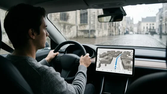 Android Auto 3D-Gebäude in einer Fahrzeugnavigation