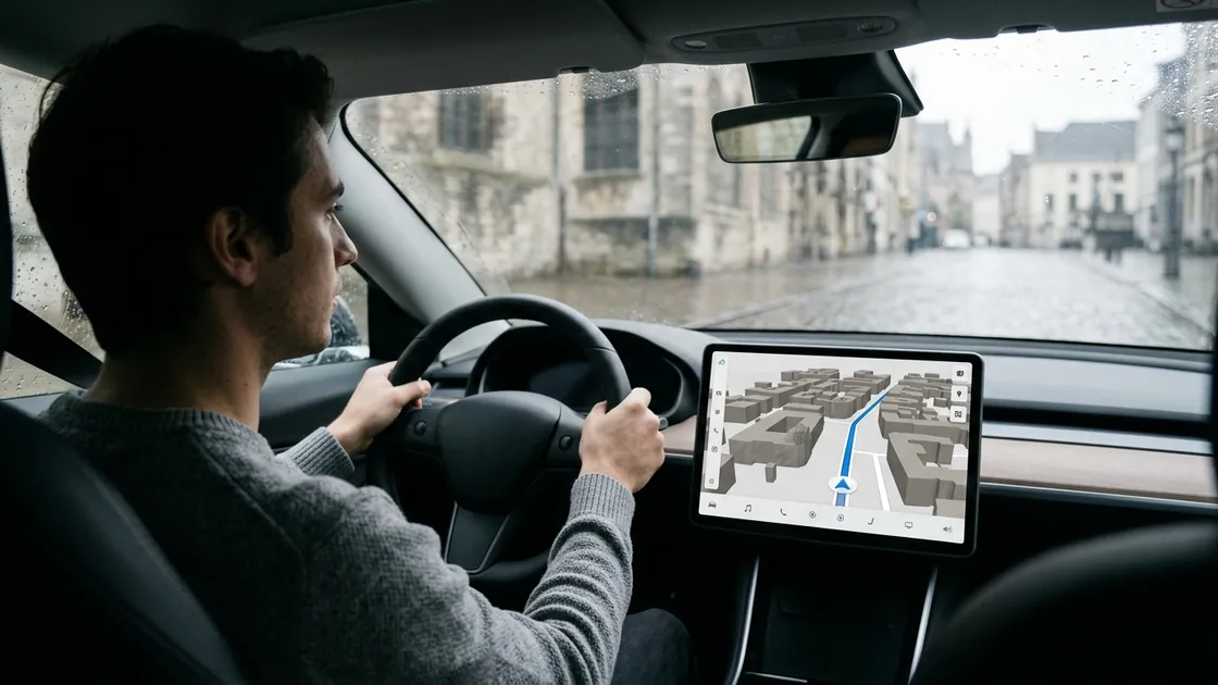 Android Auto 3D-Gebäude in einer Fahrzeugnavigation
