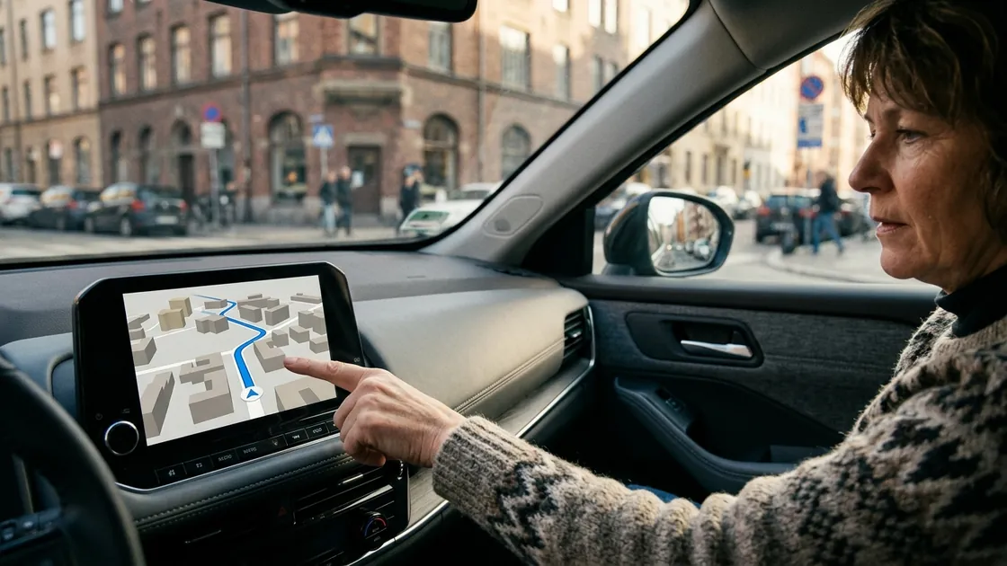 Android Auto 3D-Gebäude auf einer Fahrzeugnavigation