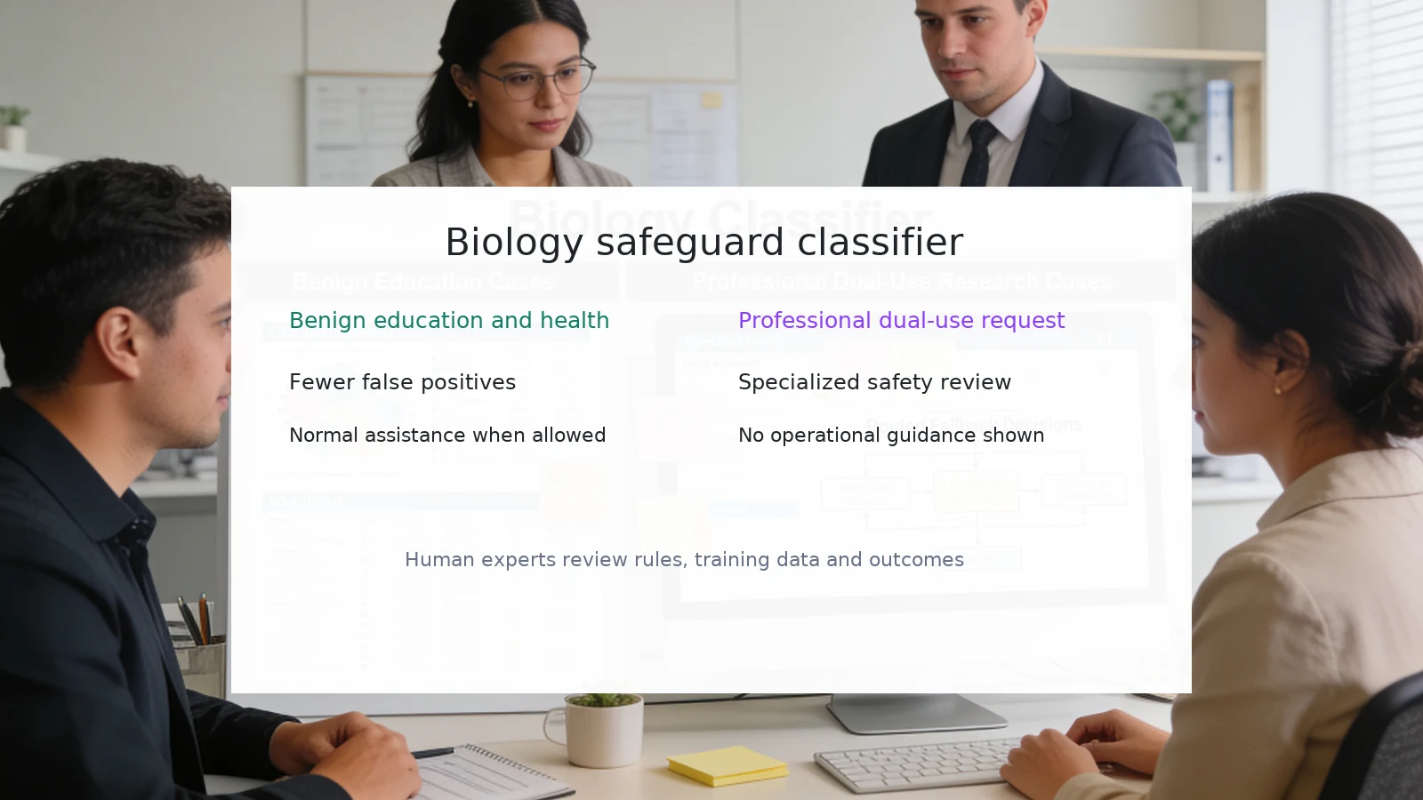 Test des Biologie-Klassifikators zwischen gutartigen Fragen und professionellem Dual Use