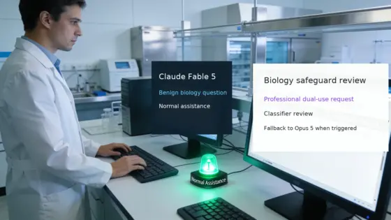 Claude Fable 5 beantwortet eine harmlose Biologiefrage unter einem überarbeiteten Schutzfilter
