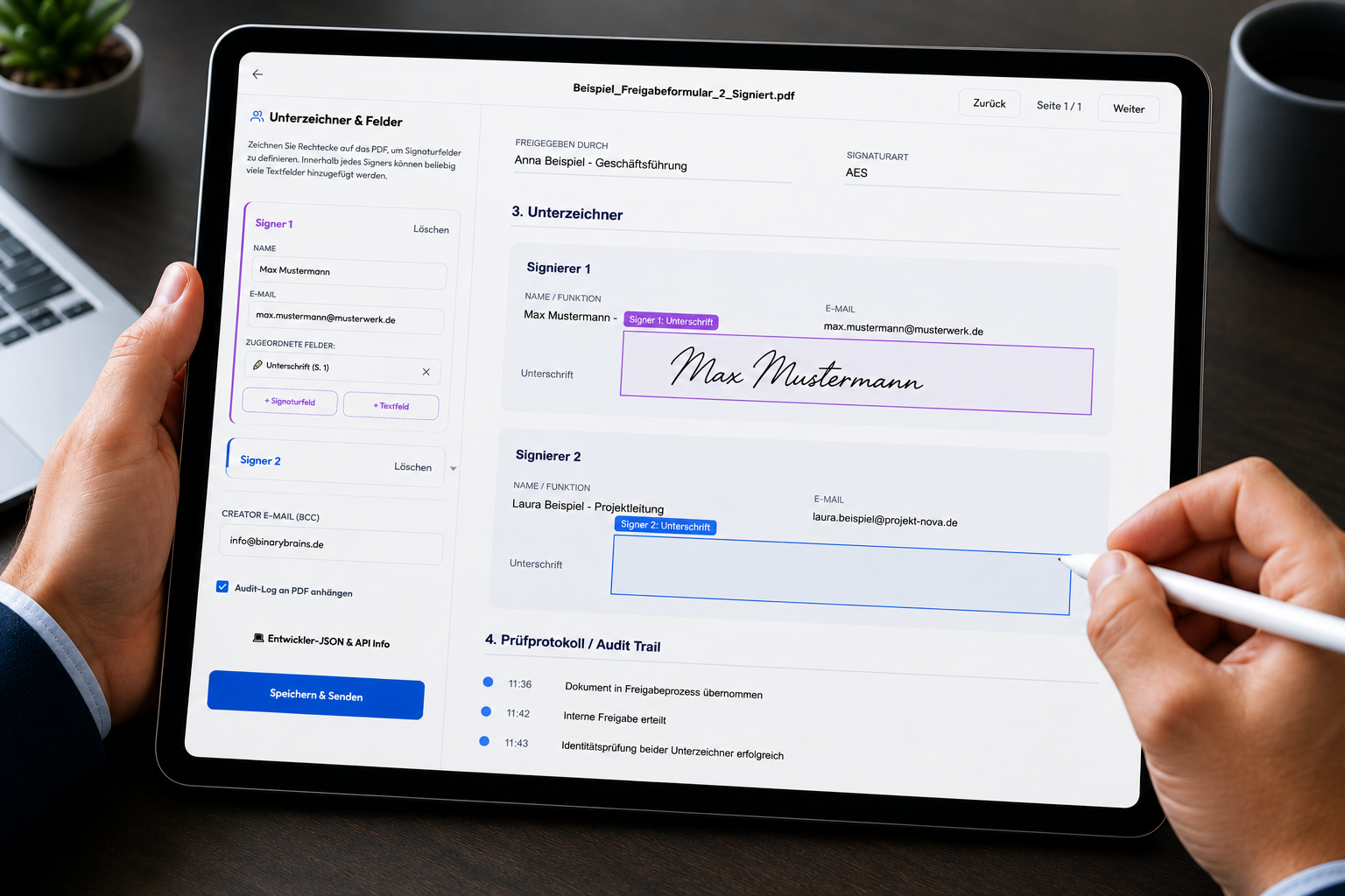 BrAINKeD Mehrfach-Signatur mit AES und Audit Trail