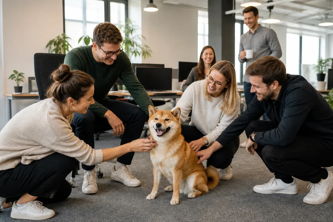 Bürohund mit Kollegen