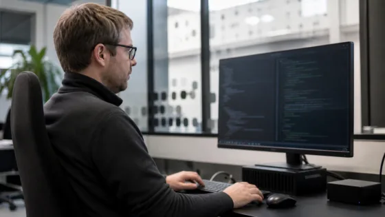 ChatGPT Linux App: Entwickler an einem Linux-Arbeitsplatz