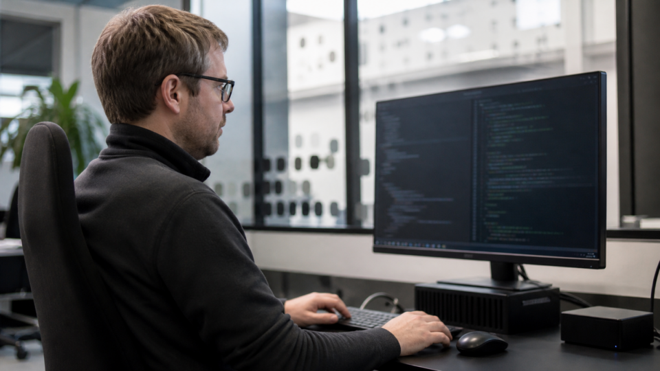 ChatGPT Linux App: Entwickler an einem Linux-Arbeitsplatz