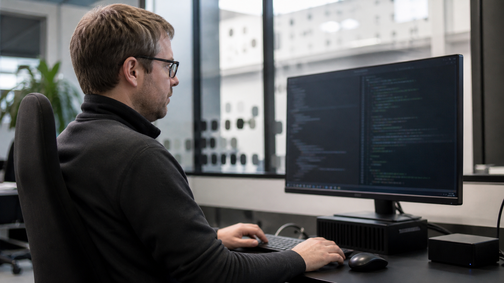 ChatGPT Linux App: Entwickler an einem Linux-Arbeitsplatz