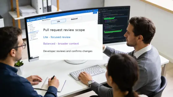 GitHub Copilot Code Review mit den Stufen Lite und Balanced