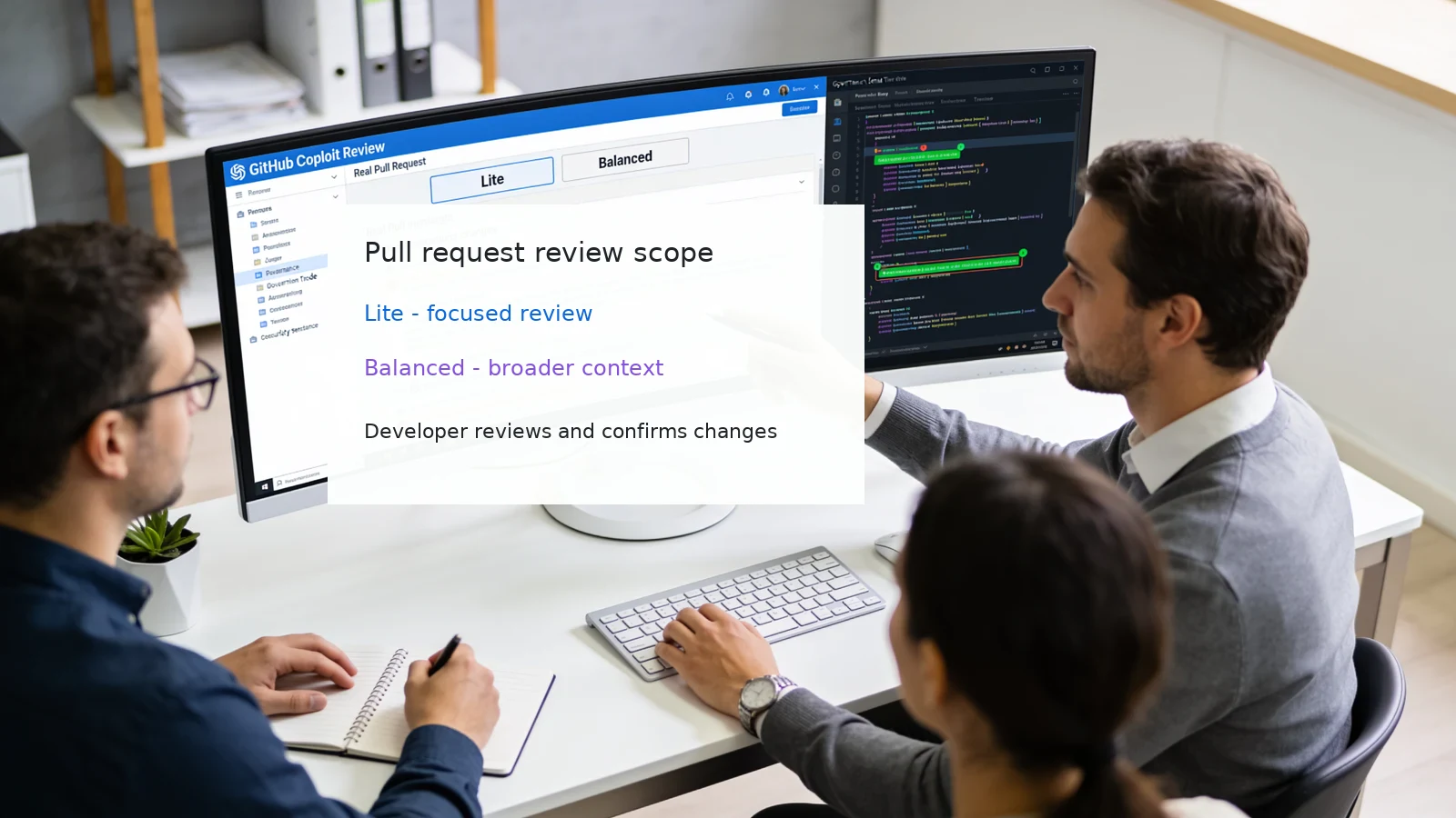 GitHub Copilot Code Review mit den Stufen Lite und Balanced