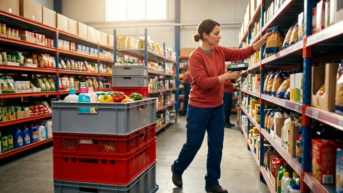 Mitarbeiter kommissioniert Ware in einem Dmart für Quick Commerce