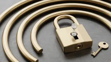 Mehrere unbeschriftete Rückwege führen zu einem Autorisierungsschloss mit Sanduhr und getrenntem Erneuerungsschlüssel, sinnbildlich für mehrere Redirect-Ziele und ablaufende Tokens.