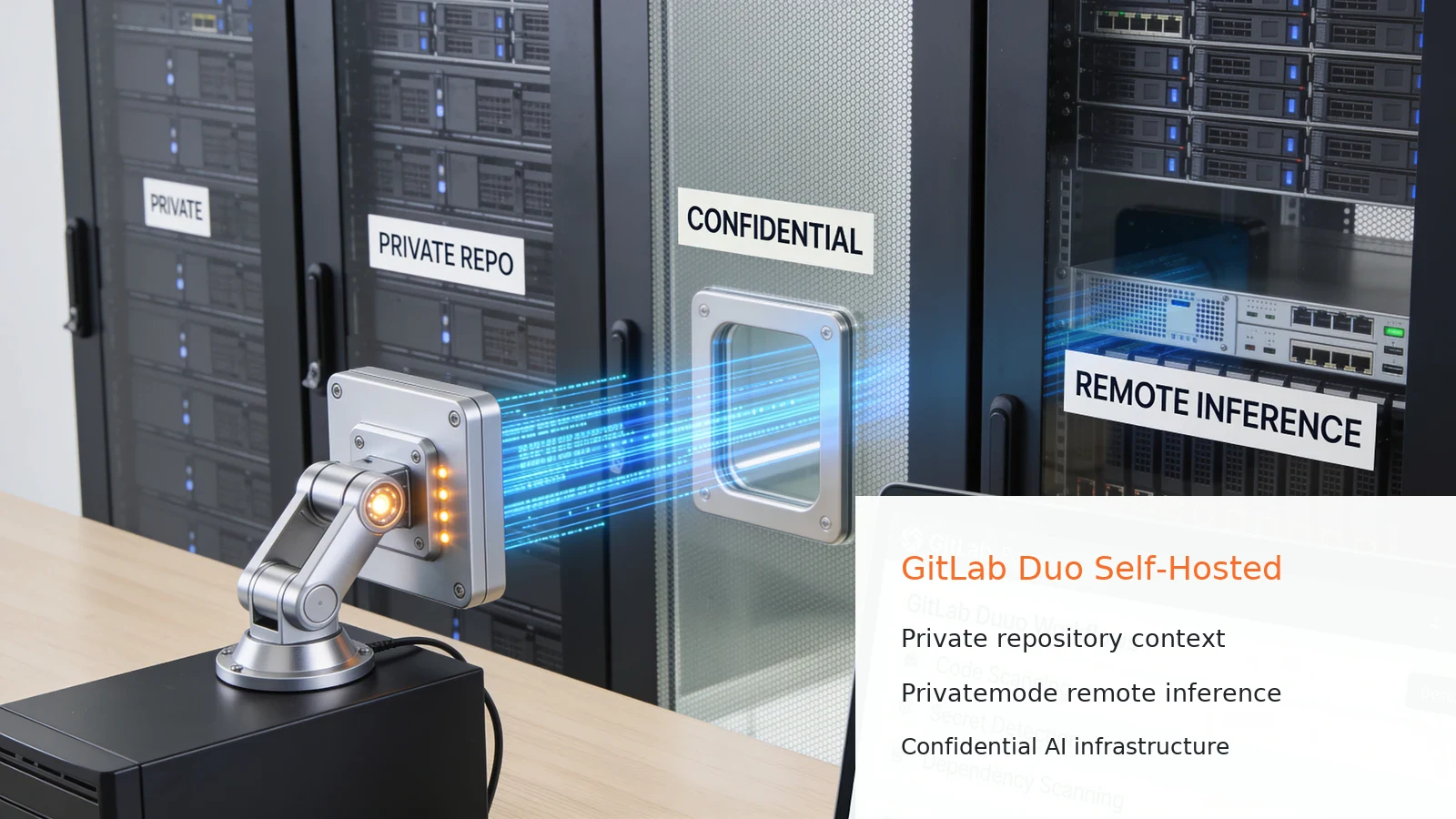 GitLab Duo Self-Hosted verbindet lokalen Code über ein kontrolliertes Gateway mit vertraulicher KI-Inferenz