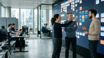 OpenClaw Agenten: Team koordiniert Aufgaben an einem Workflow-Board