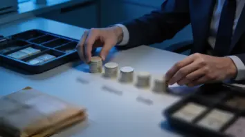Eine Analystin gleicht fünf Gruppen unbeschrifteter Saldenmarken zwischen Anfangs- und Endablage ab.