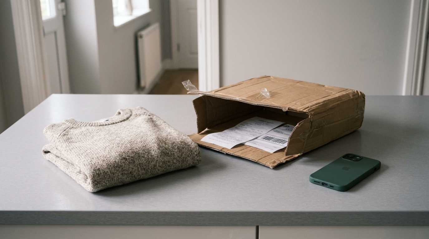 Vinted Rückgabe mit Paket und Kleidung