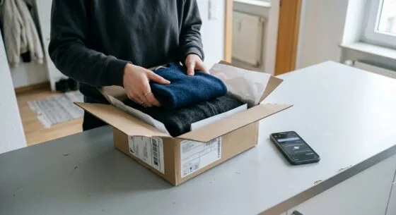 Zara Retoure: Paket mit Kleidung für die Rücksendung vorbereiten