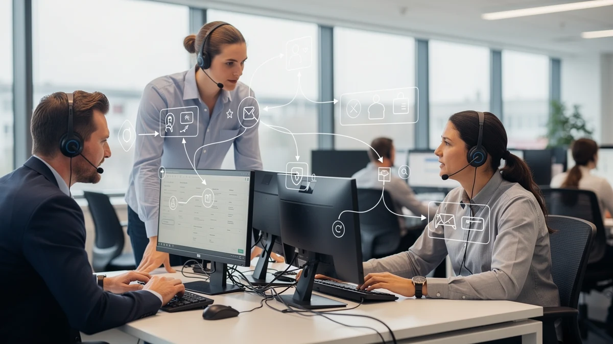 Detailansicht eines Service-Workflows mit verbundenen Übergaben