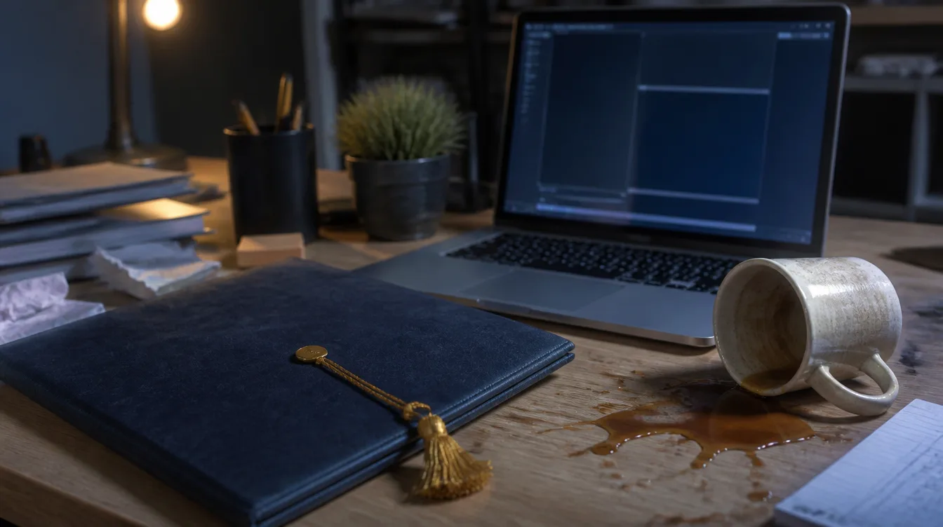 Badge verdeckt neben Laptop mit IDE-Glow