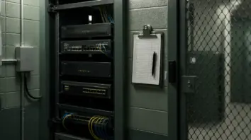 Netzwerkschrank am Edge mit Clipboard