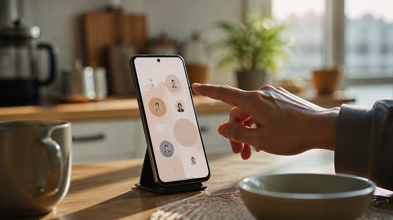 Pixel: Hand tippt auf Home-Screen-Kontakt-Widget
