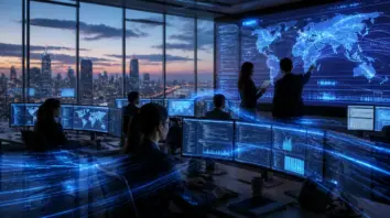 Haven: Bank-Operationsraum mit kühlem blauem Licht