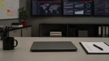 KEV: Security-Desk mit Checkliste und geschlossenem Laptop