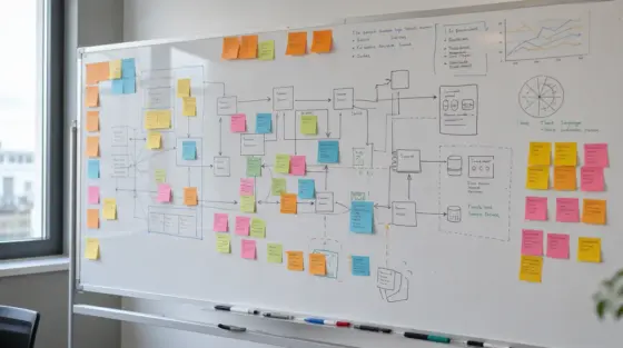 SAP: Whiteboard mit Prozessarchitektur im Ops-Raum
