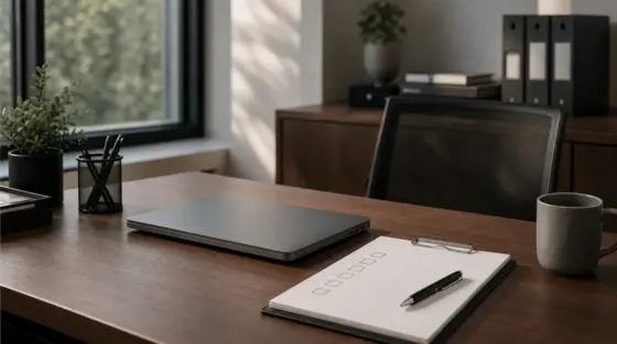CNIL: Schreibtisch mit Checkliste und geschlossenem Laptop