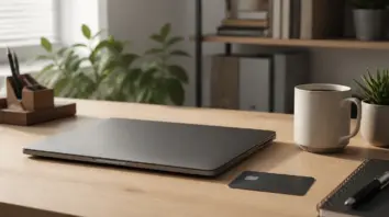 Shopify: Schreibtisch mit Kreditkarte und geschlossenem Laptop