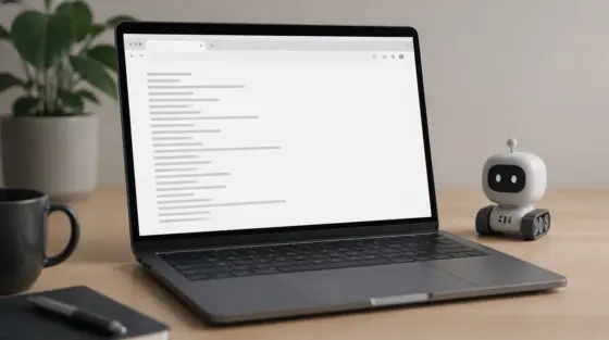 Laptop-Browser mit robots.txt-Datei und abstraktem Crawler-Symbol