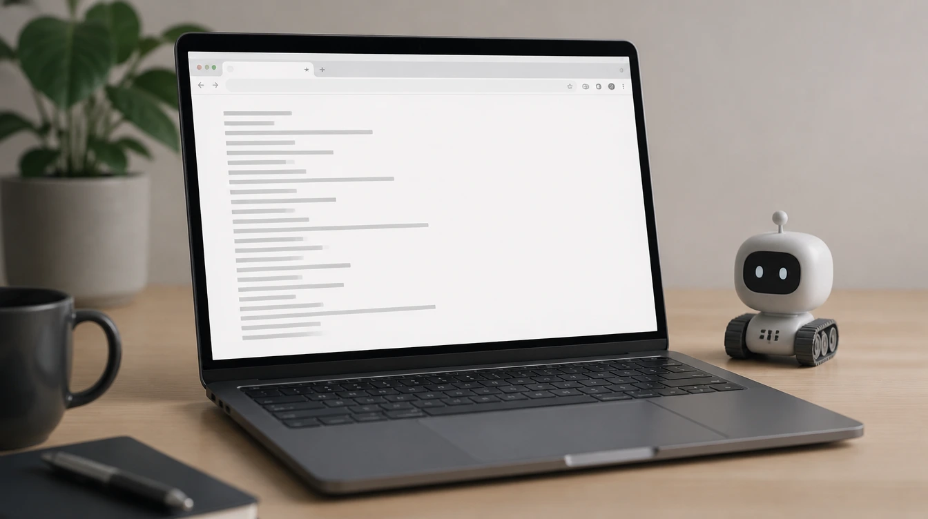 Laptop-Browser mit robots.txt-Datei und abstraktem Crawler-Symbol