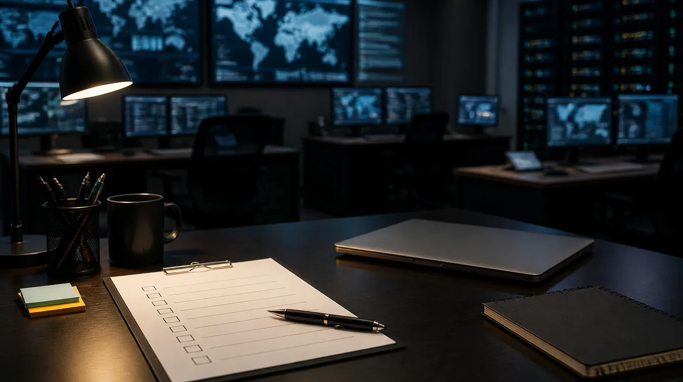 Security-Desk mit Firmware-Checkliste