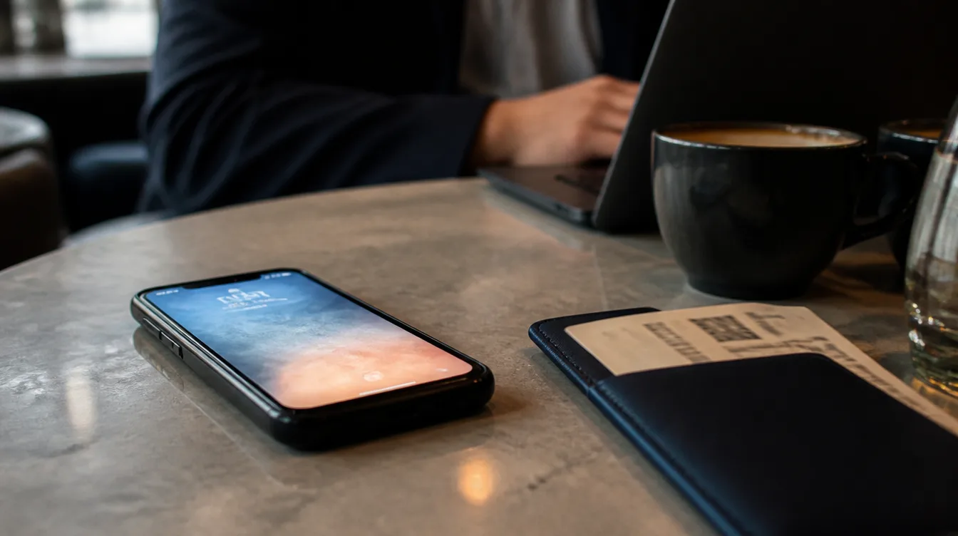 Smartphone im Multitasking auf dem Tisch