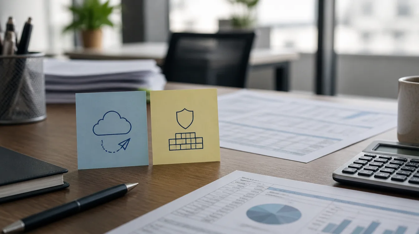 Haven: Treasury-Schreibtisch mit zwei abstrakten Sticky Notes