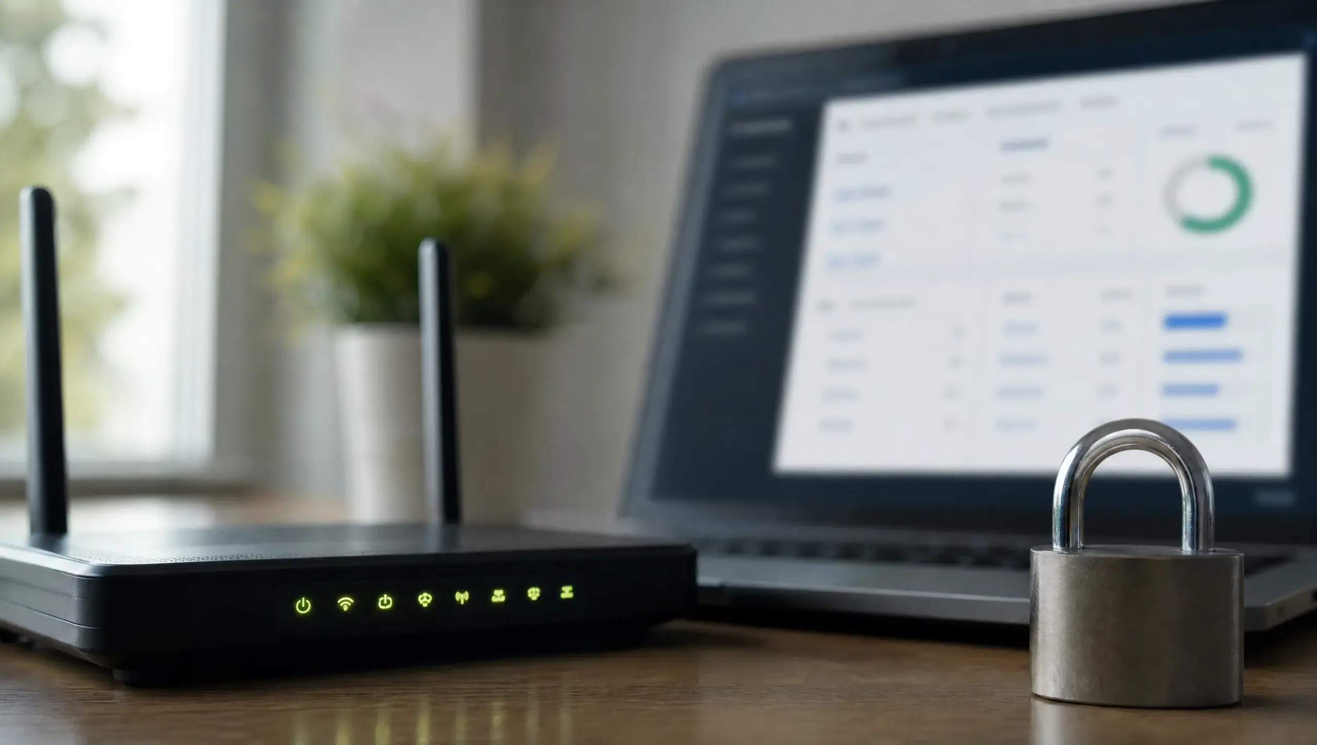 Padlock vor Router und lokaler KI-UI
