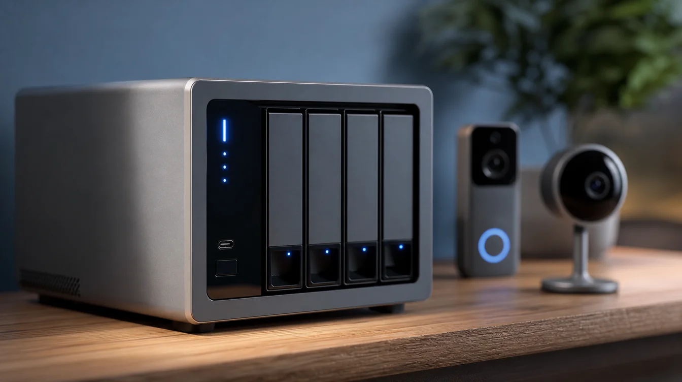Hub mit Speichermodulen und vernetzten Smart-Home-Geräten
