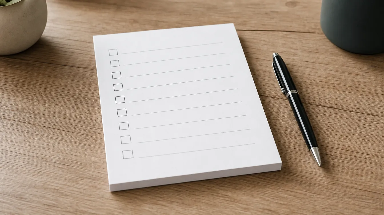 EDPB: leere Checkliste und Stift, ohne lesbare Schritte