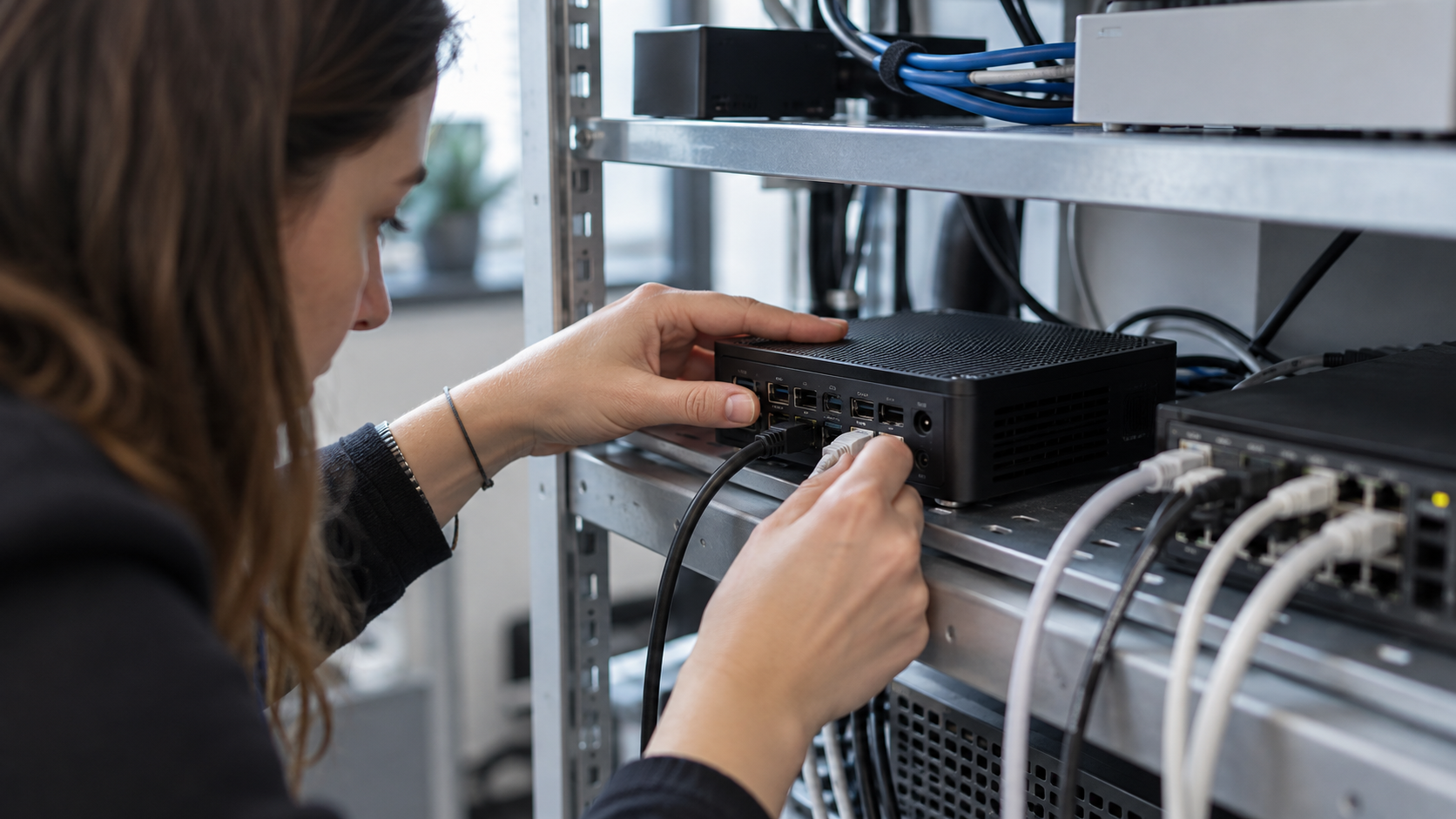 Linux Open Source: Mini-PC wird an Server-Infrastruktur angeschlossen