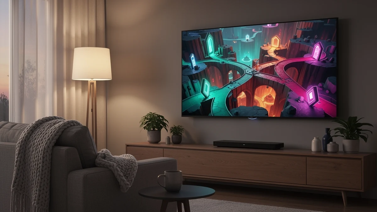 Eine Person spielt ein ruhiges Puzzle-Abenteuer auf einer PS5.